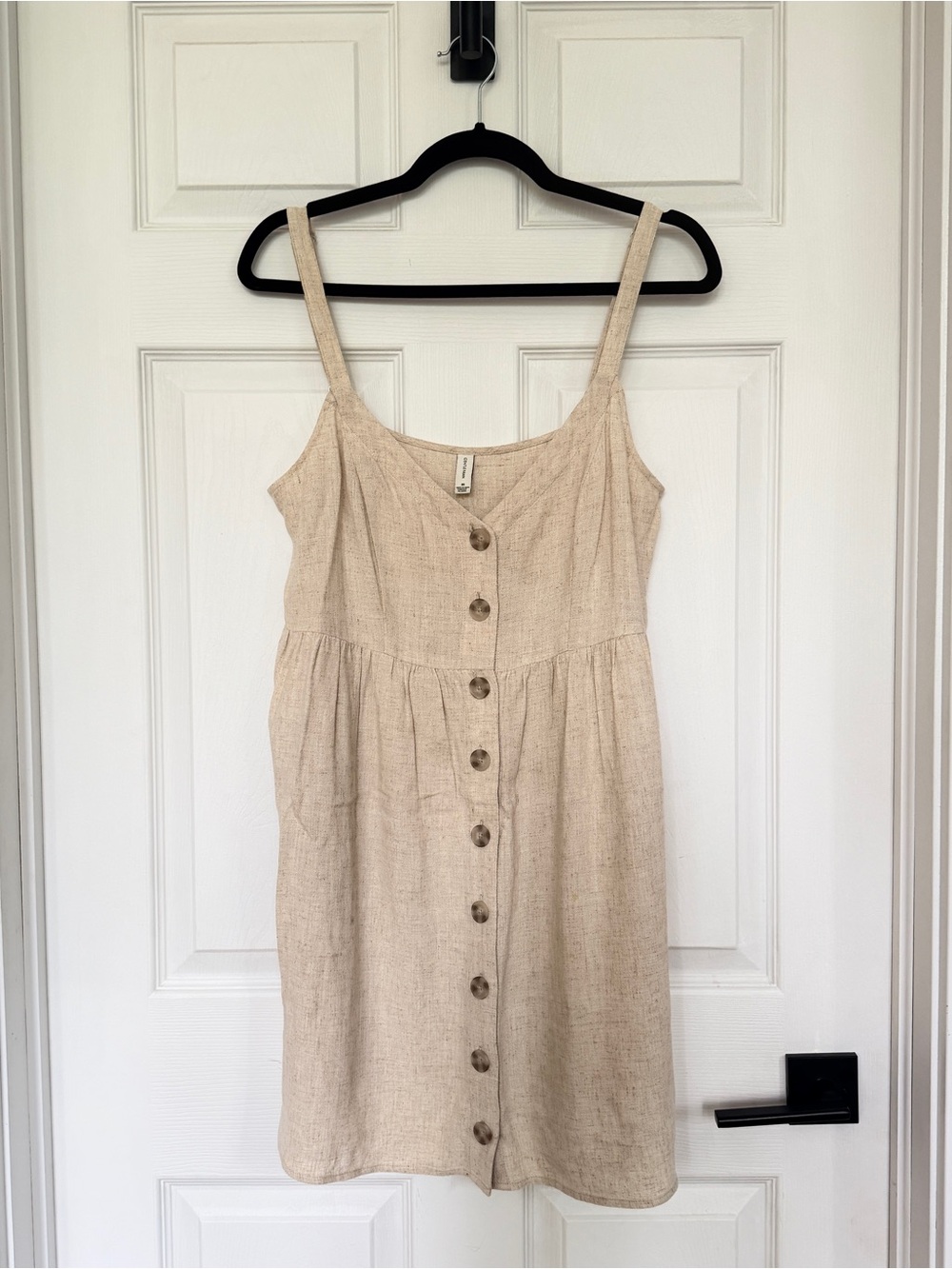 Gentle Fawn Natural Beige Button-Front Mini Sundress